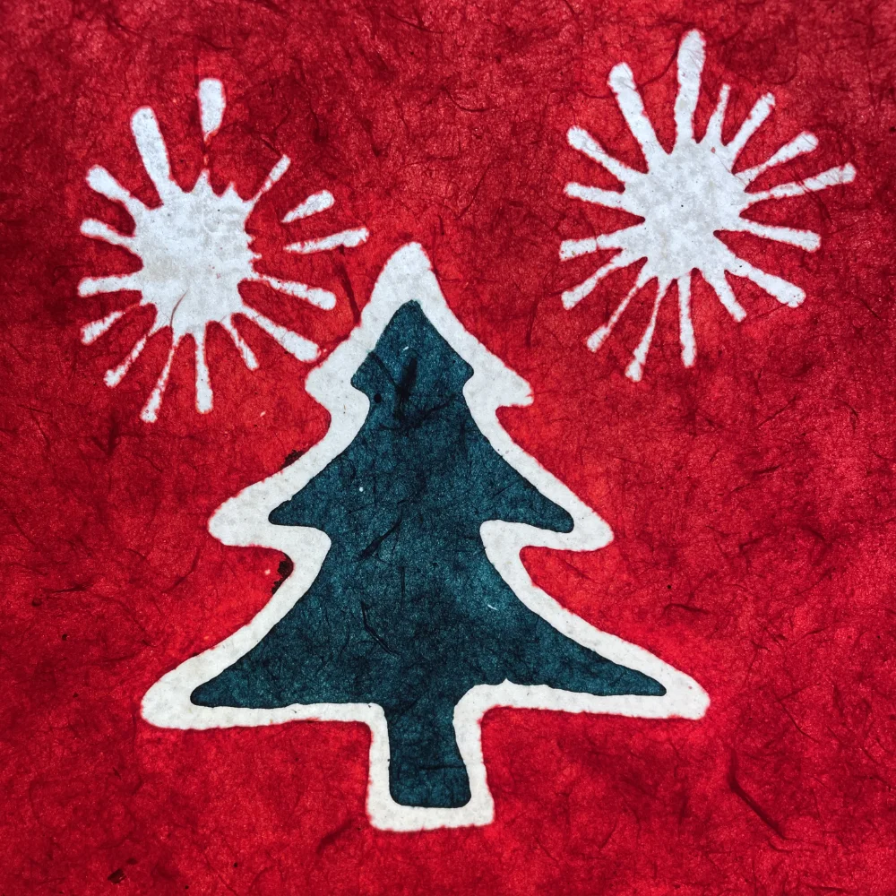 Loktapapier Kerst rood 75x50 cm - met batik waxprint