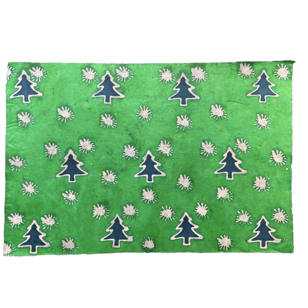 Loktapapier Kerst groen 75x50 cm - met batik waxprint