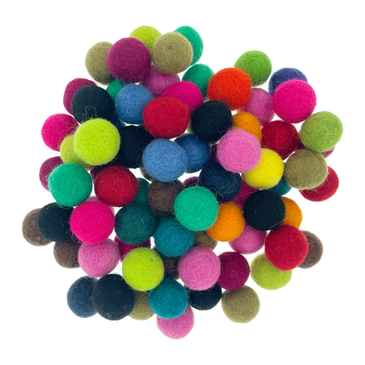 Viltballetjes kleurenmix ø 2,5 cm - +/- 60 stuks (100 gram) - gratis verzending