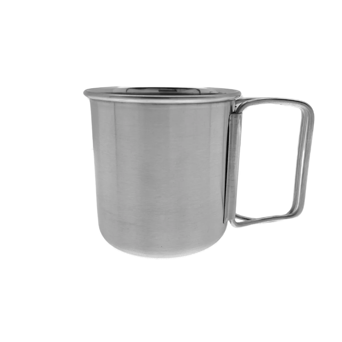 RVS beker/mok 250 ml met ruimtebesparend inklapbaar handvat - glanzend