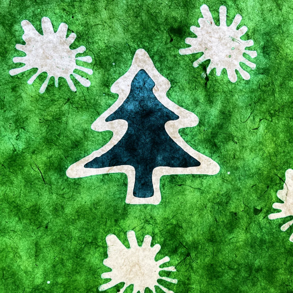 Loktapapier Kerst groen 75x50 cm - met batik waxprint
